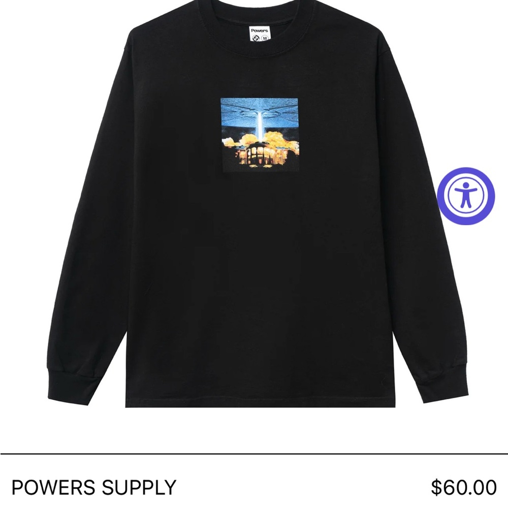 Powers Supply Independence Day alien retro Black Long Sleeve Shirt M